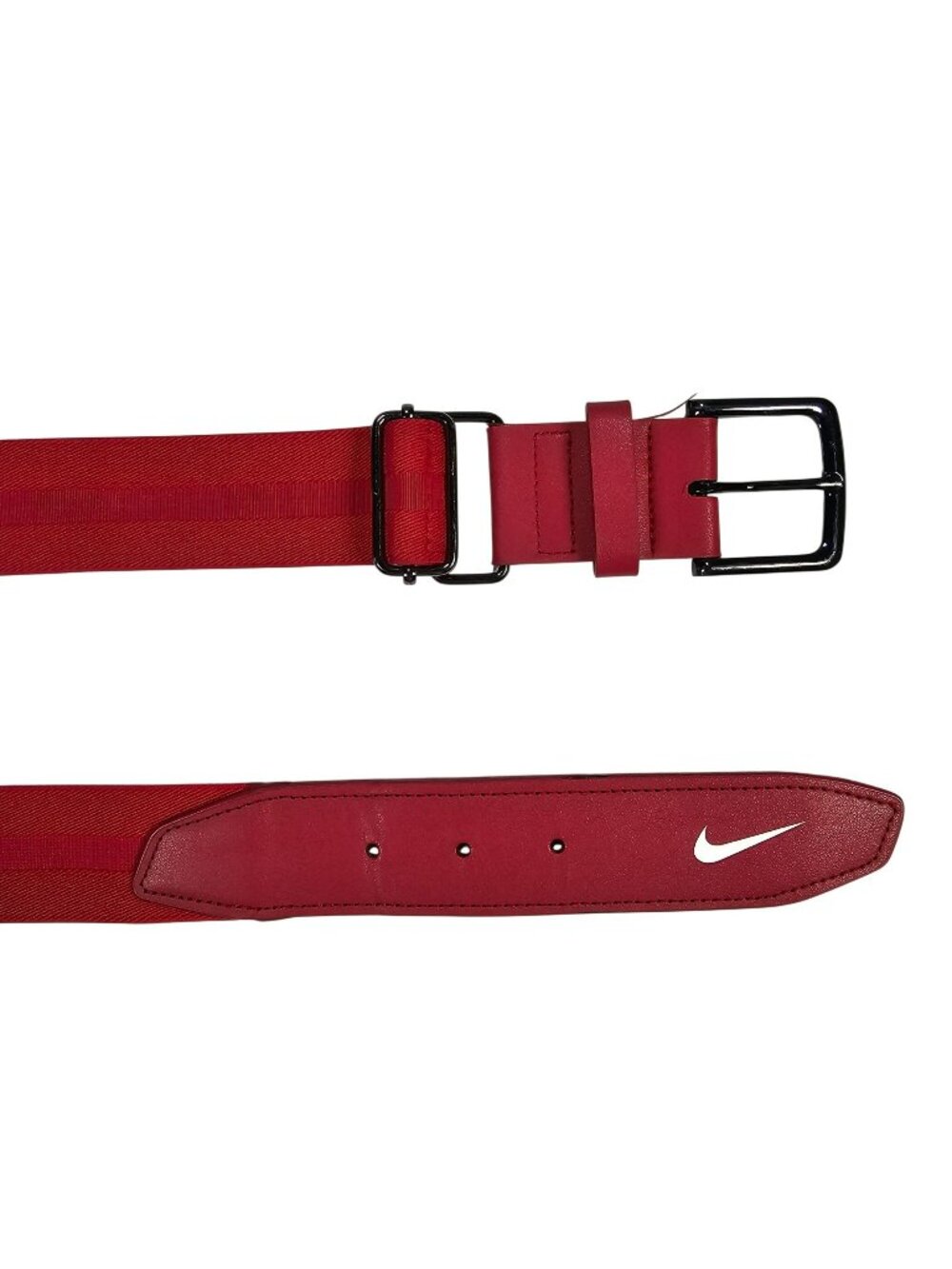 Nike Red Canvas & Faux Leather Baseball Belt 38-40" w/ Black Metal Buckle